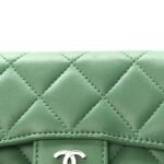 Lambskin Quilted Compact Flap Wallet Green - Image 9
