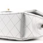 Metallic Calfskin Quilted Mini Rectangular Flap Silvery - Image 10