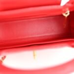 Shiny Aged Calfskin Quilted Nano Kelly Shopper Red - Image 5