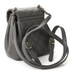 Lambskin Quilted Small Duma Drawstring Backpack Grey - Image 2
