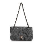 Metallic Brocade Quilted Medium Double Flap Dark Grey