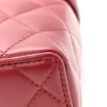 Lambskin Quilted Top Handle Slim Vanity With Chain Burgundy - Image 11