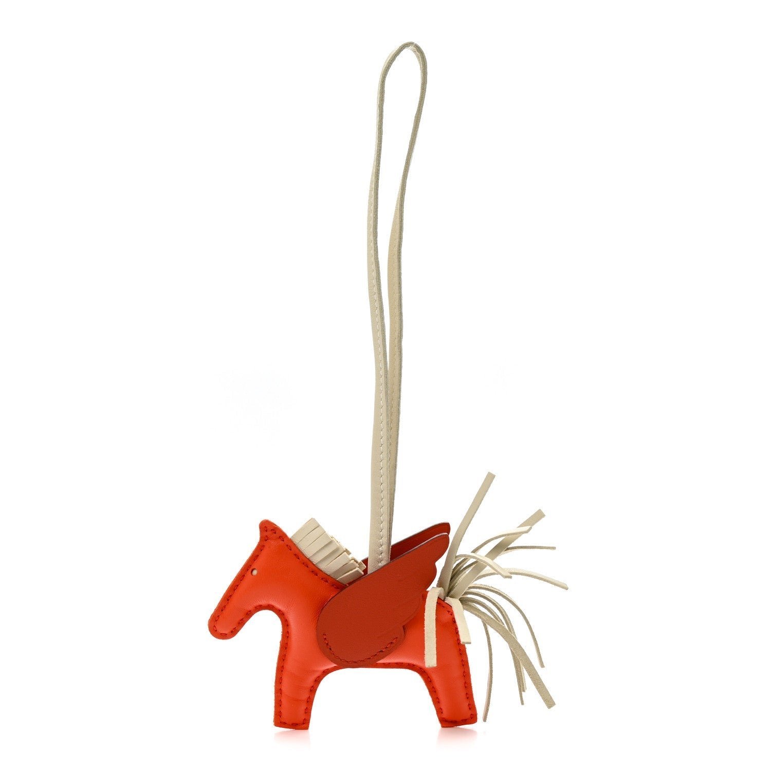 cac8fab0badb78172315155ccec93273_a905c40c-1557-4409-91c6-25325ae5014c.jpg Milo Lambskin Grigri Rodeo Pegase Horse Bag Charm PM Orange Poppy Craie Terre Battue - Image 1