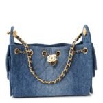 Washed Denim Quilted Mini Chanel 25 Handbag Blue