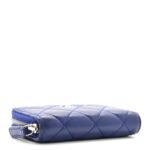 Lambskin Quilted Zip Around Coin Purse Wallet Blue - Image 4