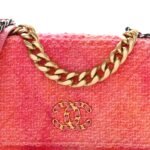 Wool Tweed Lambskin Quilted Chanel 19 Wallet On Chain WOC Coral Pink - Image 9