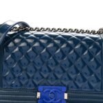 Patent Calfskin Quilted Medium Plexiglass Boy Flap Blue - Image 8