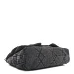 Washed Denim Quilted Maxi Flap Bag Black - Image 4