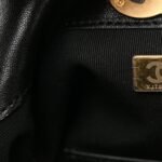 Suede Calfskin Shiny Lambskin Quilted Small Shopping Bag Beige Black - Image 7