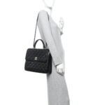 Lambskin Quilted Large Trendy CC Dual Handle Flap Bag Black - Image 2