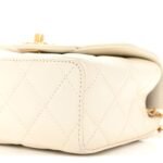 Lambskin Handle Crush Top Handle Flap Bag White - Image 10