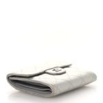 Metallic Caviar Quilted Compact Flap Wallet Silver - Image 4