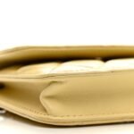 Lambskin Quilted Pearl Crush Clutch With Chain Yellow - Image 10