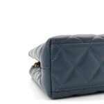 Shiny Aged Calfskin Quilted Nano Kelly Shopper Dark Blue - Image 9