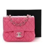 Lambskin Quilted Mini Square Flap Pink - Image 11