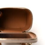 Lambskin Quilted Top Handle Mini Vanity Case With Chain Beige - Image 5