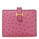 Ostrich Bearn Compact Wallet Fuchsia