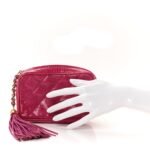 Lizard Quilted Tassel Clutch Pink - Image 2