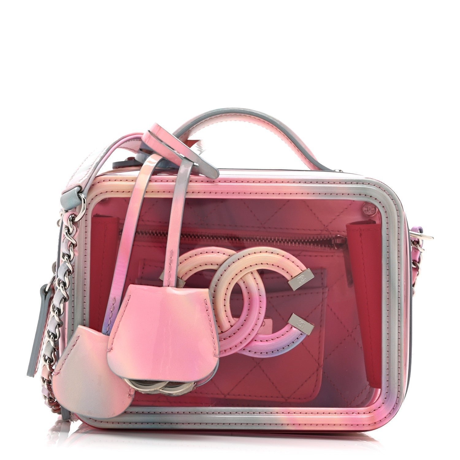 da03037043b3fc38bf0fcdd70c31578a.jpg PVC Lambskin Filigree Small CC Filigree Vanity Case Pink Multicolor - Image 1