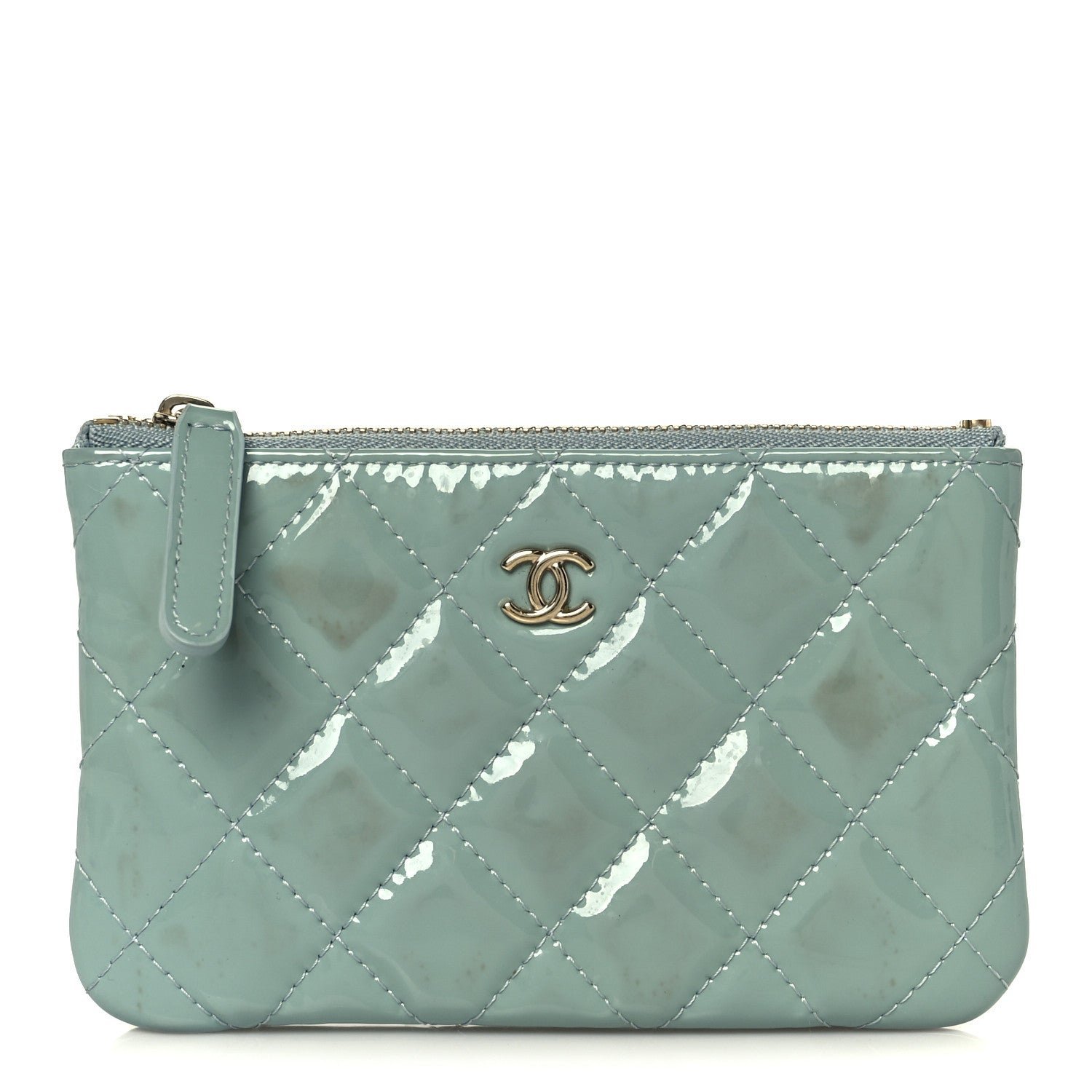 dbcab4bf848654dd9f0aad4477bb47c7.jpg Patent Quilted Small Cosmetic Case Light Blue - Image 1