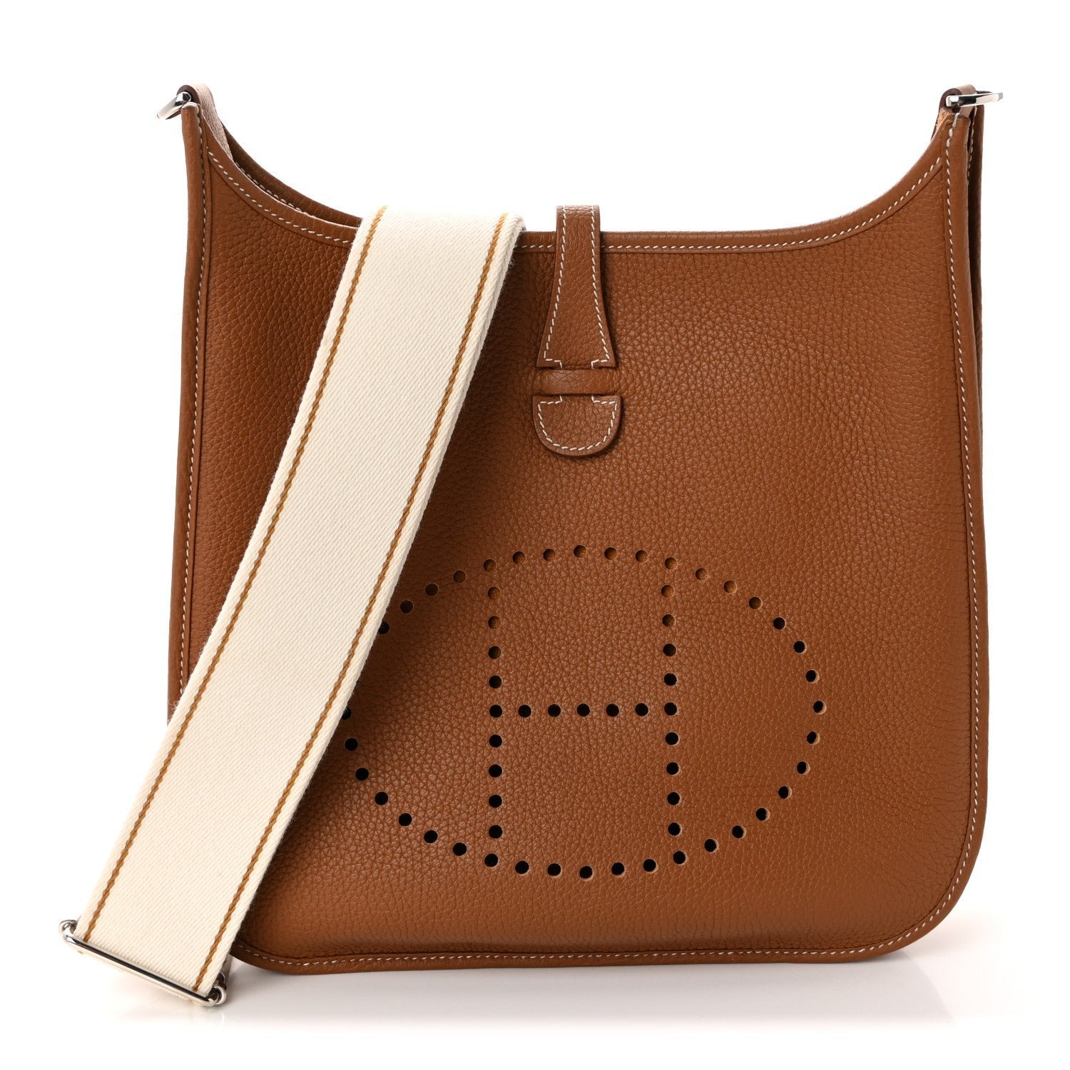 dc08ce1f387751b920136b9e46265fff.jpg Taurillon Clemence Amazone Evelyne III PM Gold White Caramel - Image 1