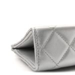 Metallic Lambskin Quilted Evening By The Sea Clutch Silver - Image 8