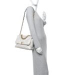 Iridescent Calfskin Quilted Large Chanel 19 Flap White - Image 2