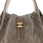 Suede Quilted Small Chanel 25 Handbag Dark Grey - Image 8