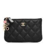Lambskin Quilted Casino Coin Purse Black