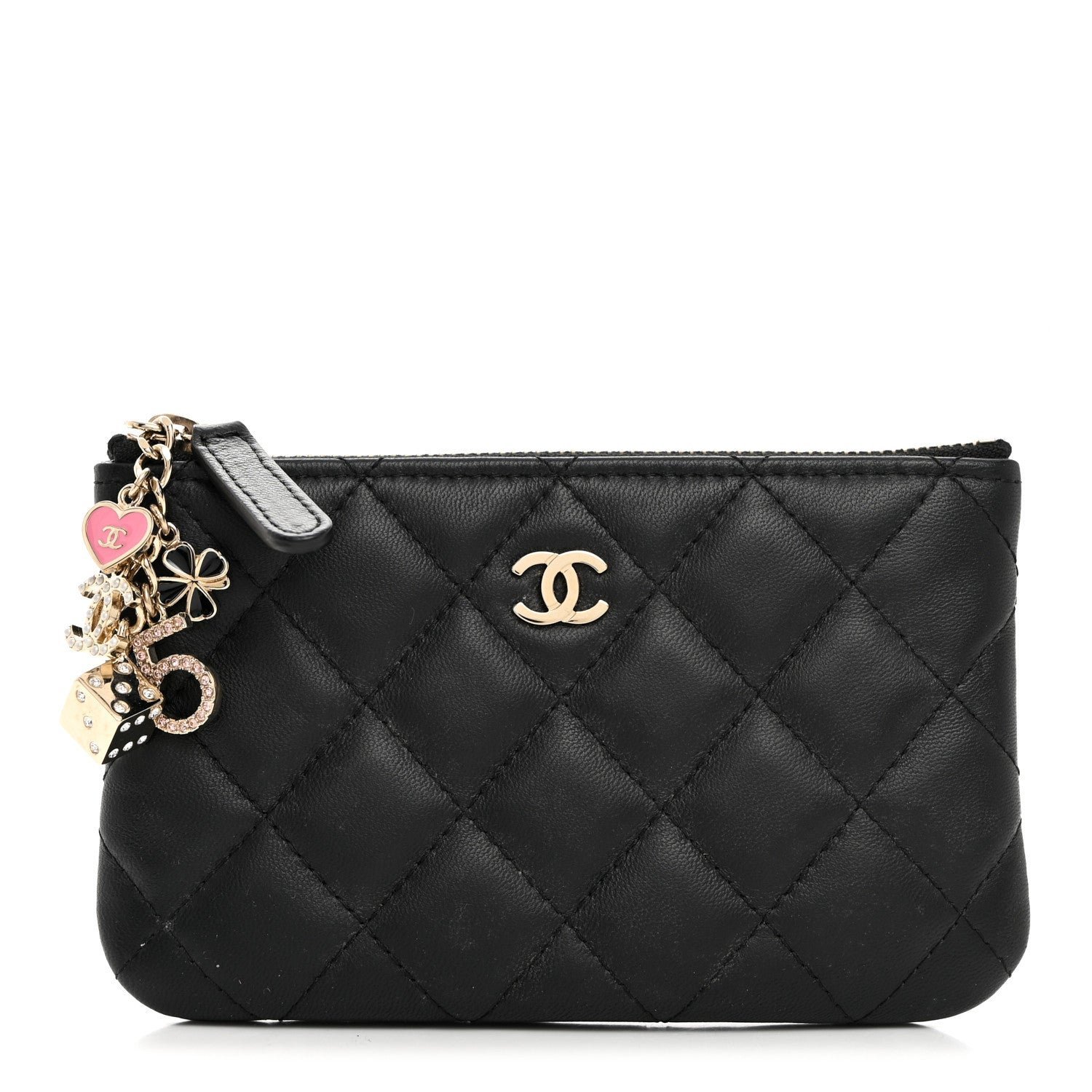 e2854cc1131ea1a3f62f26ce2955c727_3b54b58d-c9d3-482b-a98f-fd3d16c7b5e8.jpg Lambskin Quilted Casino Coin Purse Black - Image 1