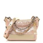 Iridescent Aged Calfskin Quilted Small Gabrielle Hobo Light Pink