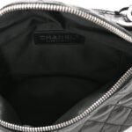 Lambskin Quilted Banane Waist Bag Fanny Pack Black - Image 5