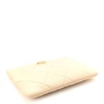 Shiny Goatskin Quilted Chanel 19 Pouch Beige - Image 4