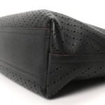 Perforated Grained Calfskin Large Shopping Tote Black - Image 10
