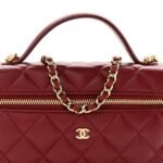 Lambskin Quilted Top Handle Slim Vanity With Chain Burgundy - Image 8