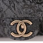 Metallic Brocade Quilted Medium Double Flap Dark Grey - Image 10