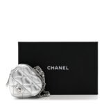 Metallic Lambskin Quilted CC Mini In Love Heart Bag Charm Silver - Image 8
