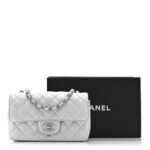 Metallic Lambskin Quilted Mini Rectangular Flap Silver - Image 11