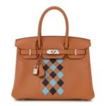 Swift Epsom Tressage Birkin 30 Gold Bleu de Nord Bleu Indigo