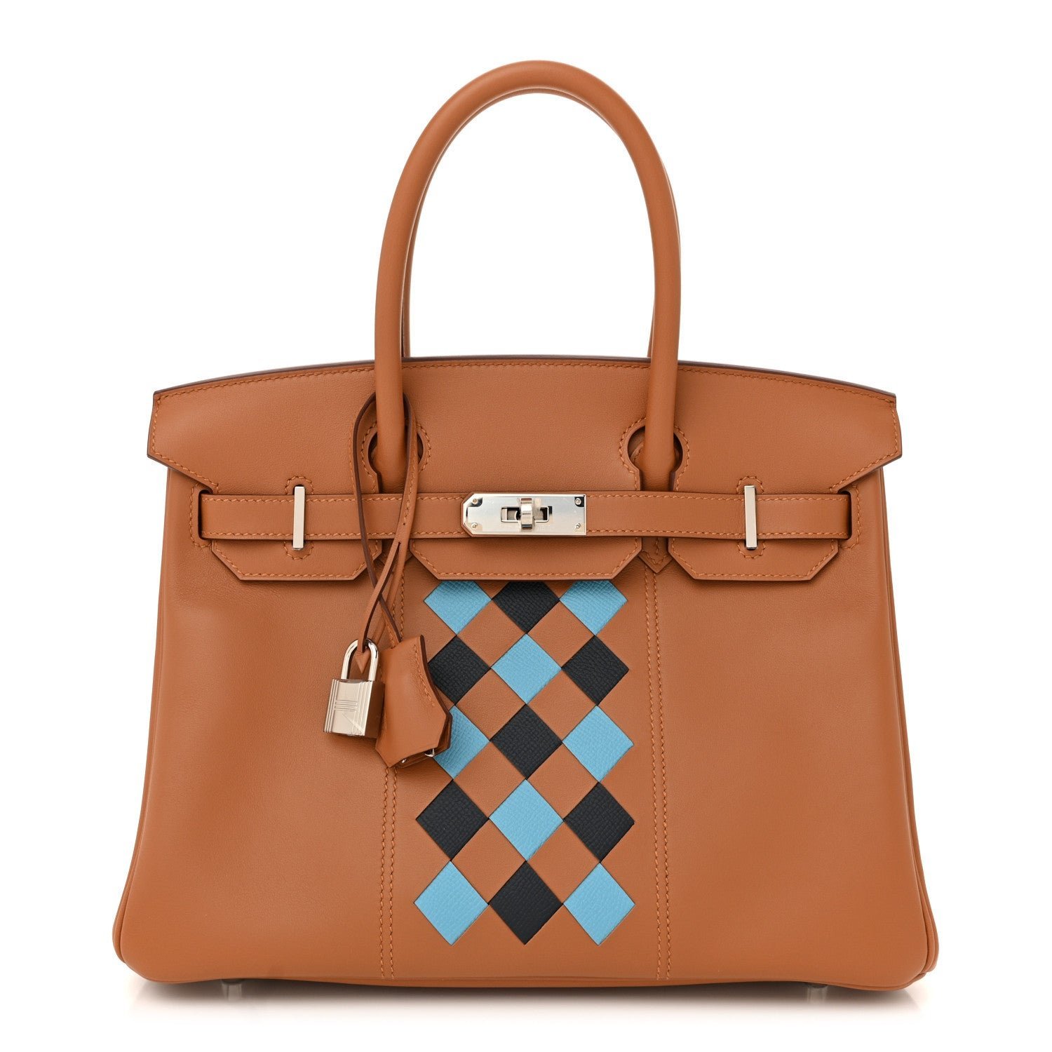f393825f03e0911c031986d2a743ee89.jpg Swift Epsom Tressage Birkin 30 Gold Bleu de Nord Bleu Indigo - Image 1