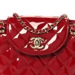 Patent Quilted Shiny Coco Small Flap Hobo Red - Image 9