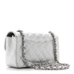 Metallic Lambskin Quilted Mini Rectangular Flap Silver - Image 3