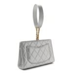 Metallic Lambskin Quilted Evening By The Sea Clutch Silver - Image 3