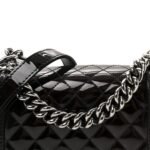 Patent Calfskin Quilted Small Boy Flap Black - Image 8