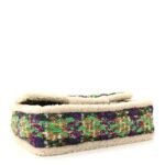 Tweed Shearling Large Flap Bag Green Purple Ecru Brown - Image 4