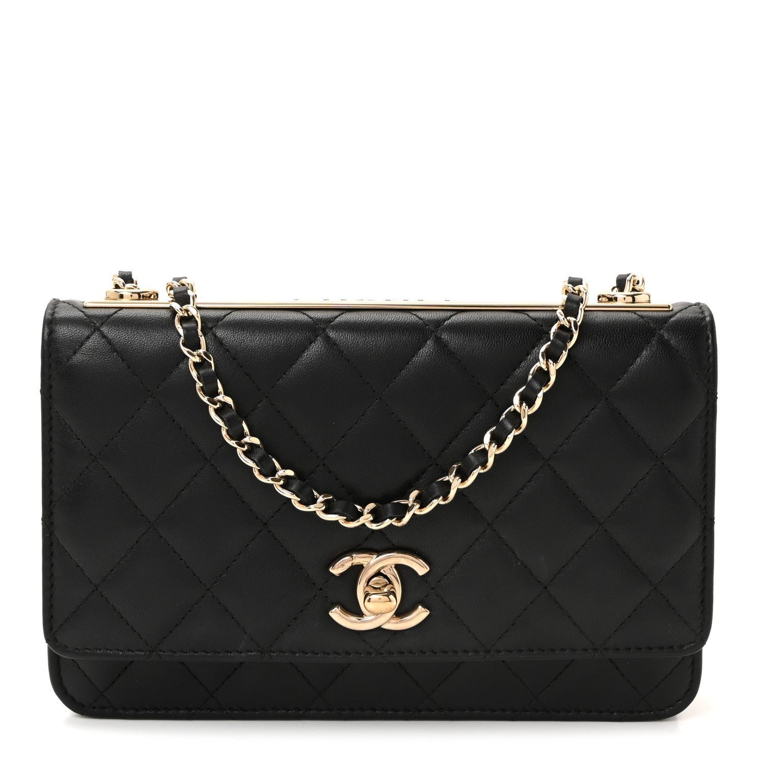 f81c87876379315446d627a7d6d5f23a.jpg Lambskin Quilted Trendy CC Wallet On Chain WOC Black - Image 1