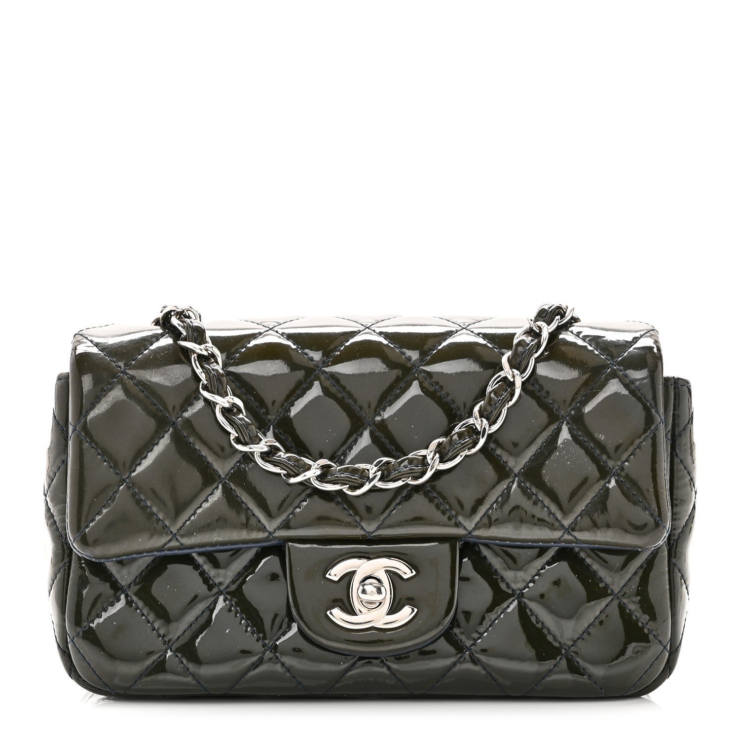 f8e6746e040a4acb7ed51a87f2af9c79.jpg Patent Calfskin Quilted Mini Rectangular Flap Navy Blue - Image 1