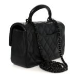 Lambskin Quilted Mini Top Handle Rectangular Flap So Black - Image 3