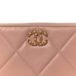 Shiny Goatskin Quilted Small Chanel 19 Pouch Pink - Image 8