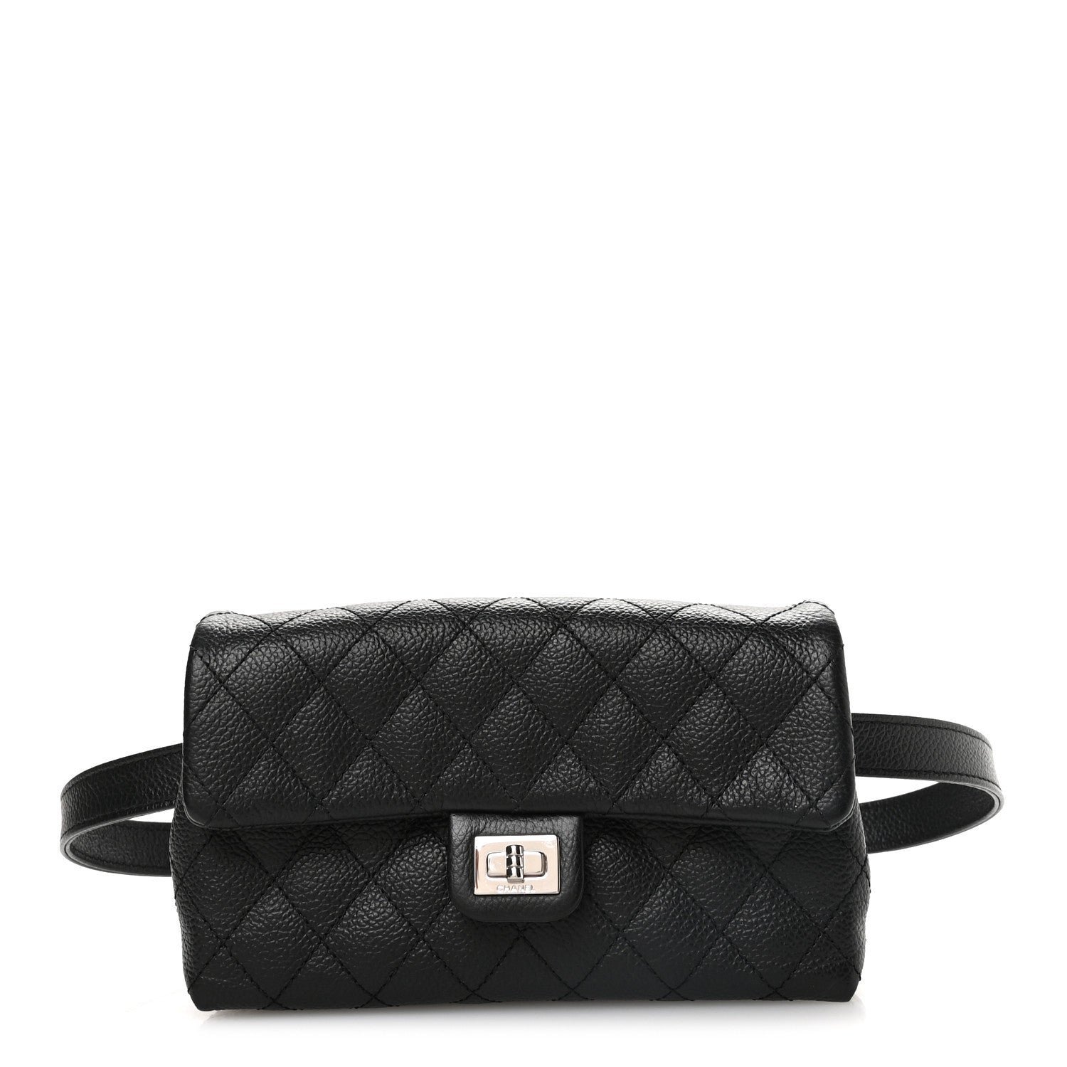 fe12e962024f41c8337985e9b52af450.jpg Grained Calfskin Quilted 2.55 Reissue Flap Belt Bag Clutch Black - Image 1